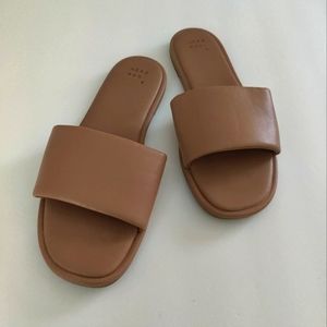 Soft faux leather flat sandals